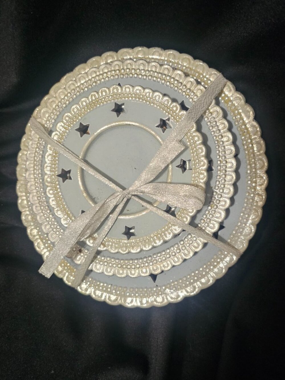 3 Tier Cake Plate Silvery Blue